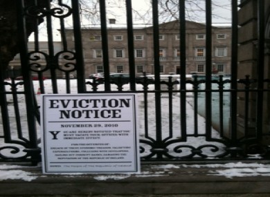 Will St Leger's eviction notice posted on the Dáil gates today.