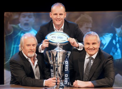 Ryle Nugent, centre, pictured with John Kenny and Brent Pope, whose commentary was heard all over Ireland and Great Britain on Saturday.