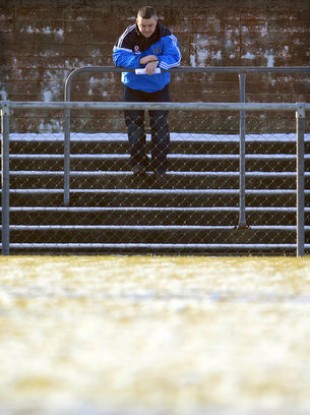 A lone Dublin supporter on the terraces yesterday.