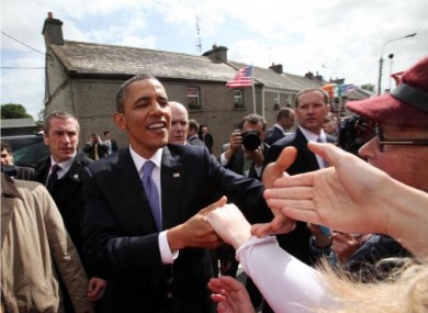 Greeting locals in Moneygall, Co Offaly