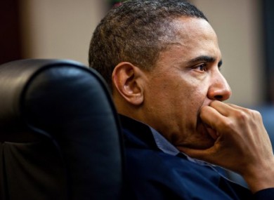 Obama listens to one of a series of meetings discussing the mission against Osama bin Laden on Sunday in the White House