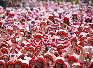 What a bunch of Wallys! People dressed as Wheres Wally on Merrion Square, Dublin help break the world record for the amount of Wheres Wallys in one place at the same time.