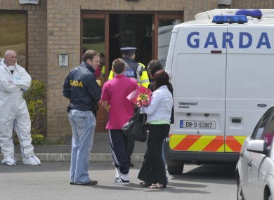 The scene outside the apartment complex in Santry on Thursday morning.
