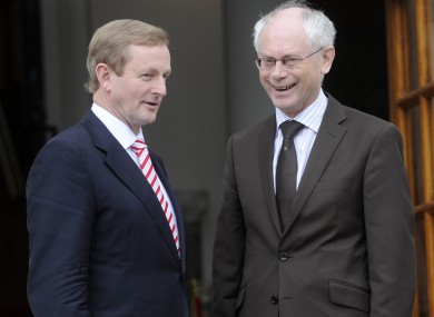 The Taoiseach and Van Rompuy at government buildings today.