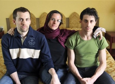 From left: Americans Shane Bauer, Sarah Shourd and Josh Fattal during their detention in Tehran in May 2010.