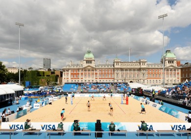The arena during the FIVB Beach Volleyball International at Horse Guards Parade.