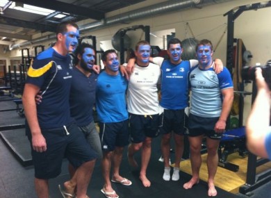 Some of the Leinster rugby team are 'blued up' to support the campaign