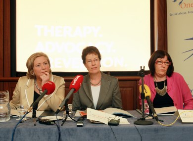 Minister for Children Frances Fitzgerald, Chairperson of One in Four, Dr Jane Pillinger and Chief Executive of One in Four Maeve Lewis pictured at the publication of the group's annual report yesterday.