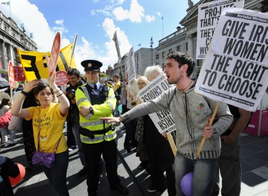 File photo: Pro-choice supporters confront anti-abortion supporters at a rally supporting Irish anti-abortion policy in Dublin