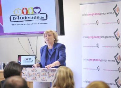 Minister for Children and Youth Affairs Frances Fitzgerald at the launch of the 2010 HSE Crisis Pregnancy Programme 2010.