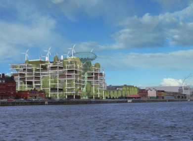 Computer-generated impression of what the 'vertical park' on Dublin's north quays would look