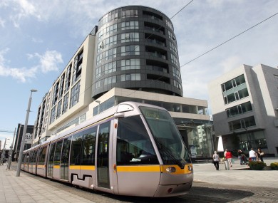 The Luas tram on the Red Line.