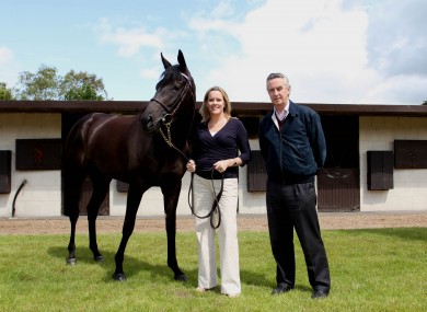 Dr Emmeline Hill and Jim Bolger, the renowned Irish racehorse trainer and breeder, pictured with Banimpire, a multiple-Group race winning racehorse.