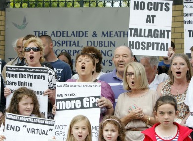 File photo of aprotest taking place against cuts at Tallaght Hospital last July.