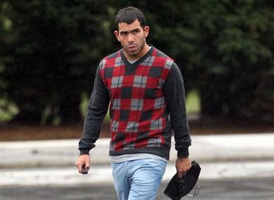 Tevez arriving at City's training complex last week.
