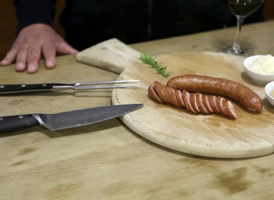 A pair of Kranjska sausages are pictured in a restaurant in Ljubljana. Slovenia and Austria are gearing up for a diplomatic battle over a delicacy both countries claim their own: a spicy pork sausage.