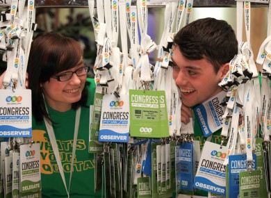 Katie White and David Swift from DIT Students' Union pictured at yesterday's opening of the USI National Congress in Ballinasloe.