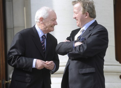 Small Business Minister John Perry (r) with fellow Minister of State Dinny McGinley, who claimed over €17,000 in mileage and accommodation expenses in the last year.