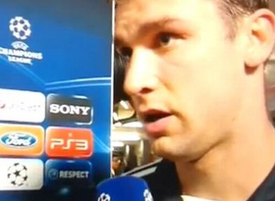 Sky's Geoff Shreeves breaks the news to Branislav Ivanovic.