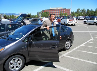 Nevada Governor Brian Sandoval takes a spin in a driverless car