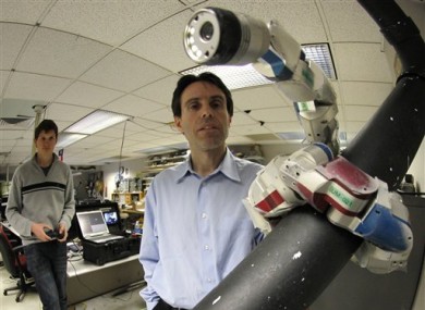 A close-up view of the robot.