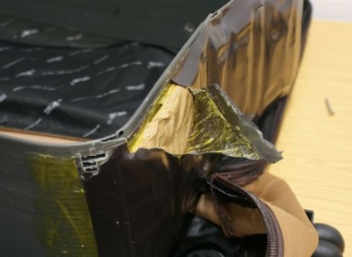 The heroin was found in the side panelling of the bag
