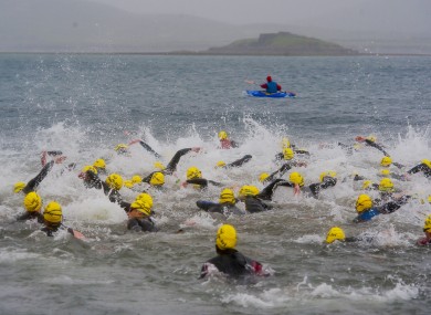 Swimmers set out on the triathlon at Valentia Island last year.