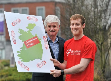 Alan Corcoran with his father Milo ahead of his marathon endeavour which begins this weekend.