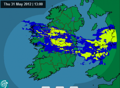 Met Éireann's rainfall radar at 1pm showed quite a bit of wet weather -