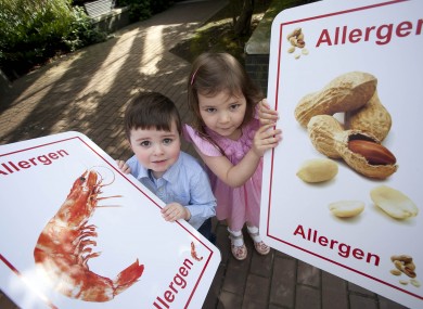 Emily Bolton, 4, from Castleknock in Dublin and Alex Conefrey, 2, from Bray in Co Wicklow help launch the FSAI audit today.