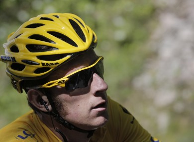 Bradley Wiggins in yellow yesterday.