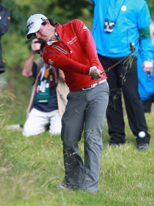 Rory McIlroy's drives has been wayward thus far in Round Two.