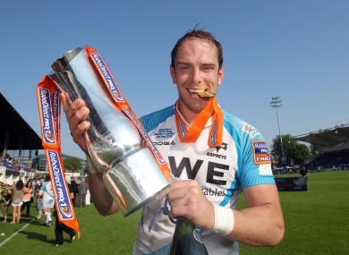 Ospreys captain Alun-Wyn Jones celebrates in May.