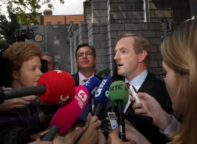 The so-called media scrum which resulted in a conduct complaint being lodged. TV3's Ursula Halligan is on the far left.