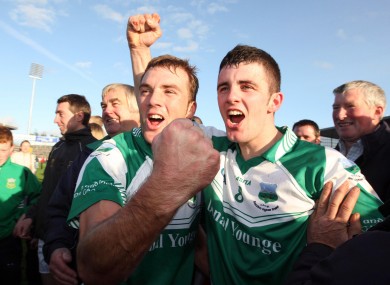 James Woodlock and Johnny Ryan of Drom & Inch celebrate after last year's county final.
