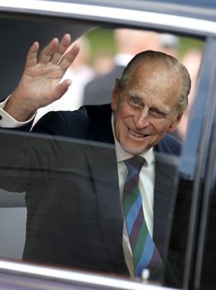 The Duke of Edinburgh, Prince Philip, waves during a visit to Scone Palace in Perth, Scotland, last month.