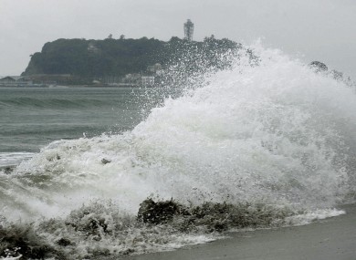 Crashing waves on the beach in Kamakura, south of Tokyo in 2010 when Typhoon Chaba hit the mainland.