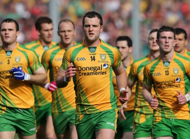 Captain Michael Murphy leads the team before the start of the final.