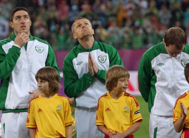Damien Duff looks for inspiration during Euro 2012.