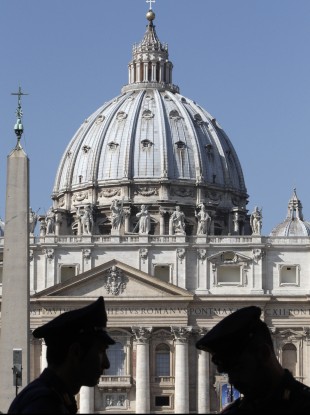 Italian police officers in front of the Vatican this morning