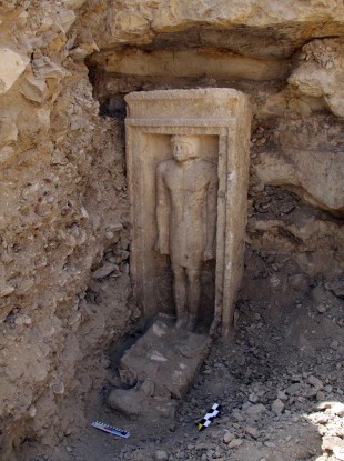 A recently discovered statue in a complex of tombs, including one of a pharaonic princess, in the Abusir region