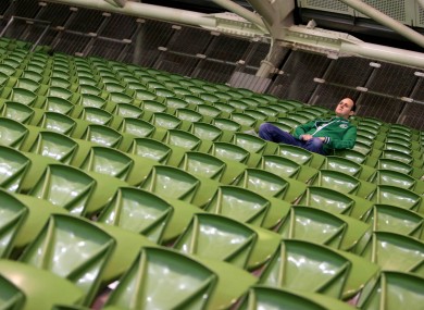 Empty seats at the Aviva Stadium last night.