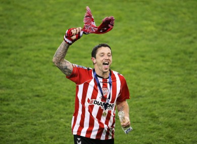 Patterson celebrating at the Aviva yesterday.