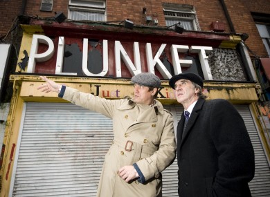 Patrick Cooney, spokesperson for Save Moore Street campaign, and James Connolly Heron, grandson of 1916 leader James Connolly outside 16 Moore Street last month.