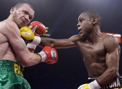Javier Fortuna connects with Paddy Hyland's jaw.