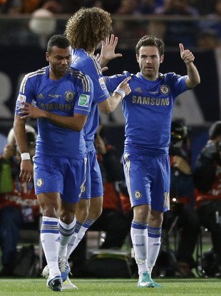 Six: Juan Mata motions with his Spanish digits.