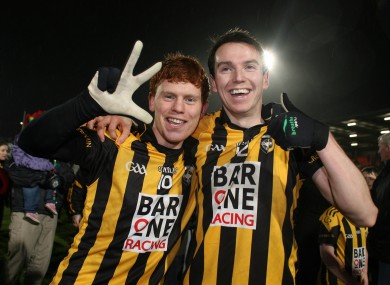 Kyle Carragher and Tony Kernan of Crossmaglen celebrate.