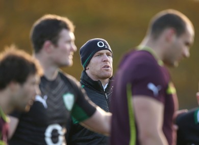 Paul O'Connell observes Ireland training in November.