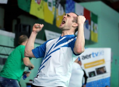 Scott Evans celebrates his Irish Open victory.
