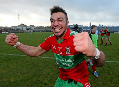 Ballymun Kickham's Ted Furman celebrates at the final whistle.